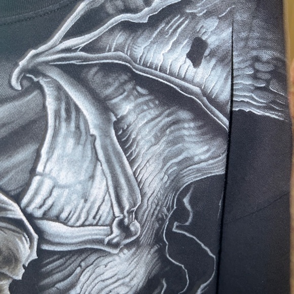 Vintage 2007 Gravestone Reaper Black & White Graphic All Over T Shirt Men’s 2X - Picture 6 of 12